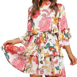 Petal & Pup Womens Floral Tiered Mini Peta Dress Size XL